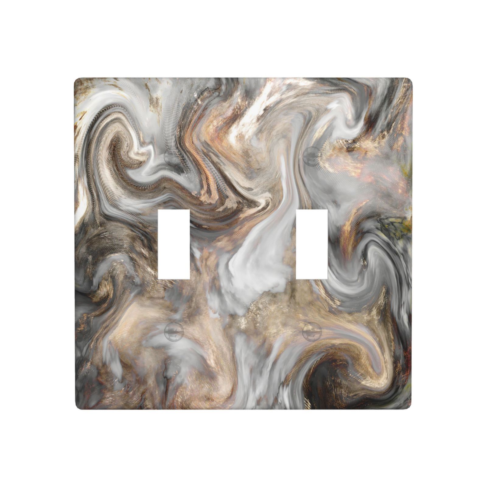 1Pcs Grey and Brown Swirl Marble – Granite Print Switch Plates And Outlet Covers  Wall Plate Cover  Light Switch Plate  Unbreakable Polycarbonate Thermoplastic  Decorative switch and socket covers for home kitchen decoration