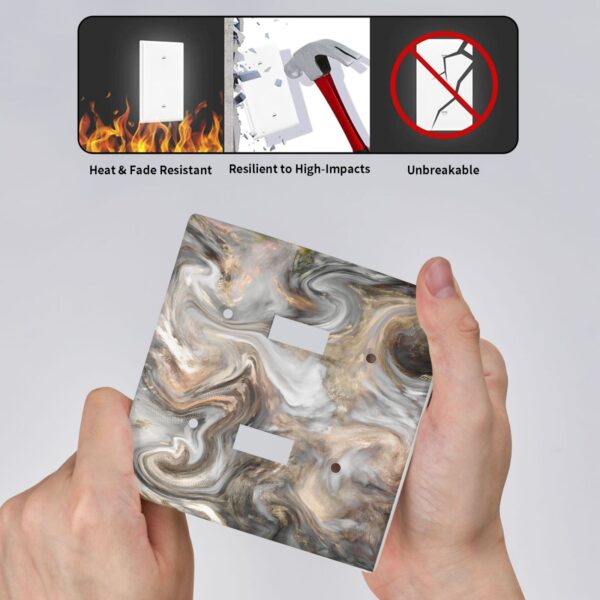 1Pcs Grey and Brown Swirl Marble - Granite Print Switch Plates And Outlet Covers  Wall Plate Cover  Light Switch Plate  Unbreakable Polycarbonate Thermoplastic  Decorative switch and socket covers for home kitchen decoration - Image 4
