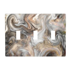 1Pcs Grey and Brown Swirl Marble - Granite Print Switch Plates And Outlet Covers  Wall Plate Cover  Light Switch Plate  Unbreakable Polycarbonate Thermoplastic  Decorative switch and socket covers for home kitchen decoration