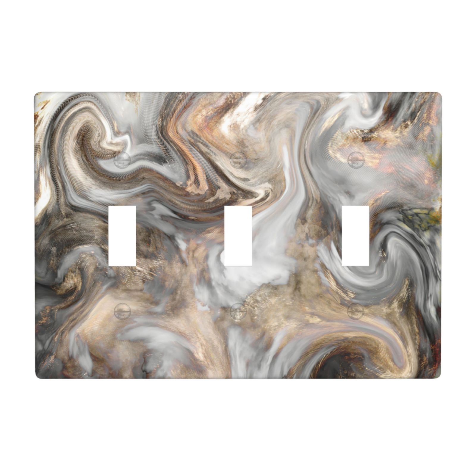 1Pcs Grey and Brown Swirl Marble – Granite Print Switch Plates And Outlet Covers Wall Plate Cover Light Switch Plate Unbreakable Polycarbonate Thermoplastic Decorative switch and socket covers for home kitchen decoration