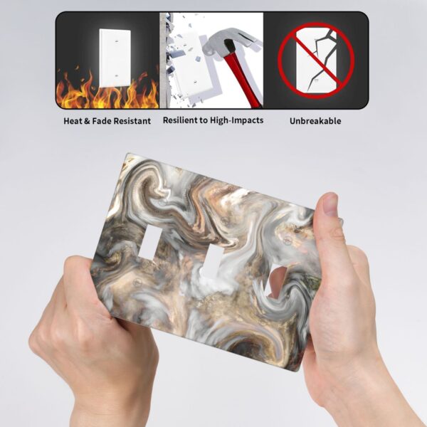 1Pcs Grey and Brown Swirl Marble - Granite Print Switch Plates And Outlet Covers  Wall Plate Cover  Light Switch Plate  Unbreakable Polycarbonate Thermoplastic  Decorative switch and socket covers for home kitchen decoration - Image 4