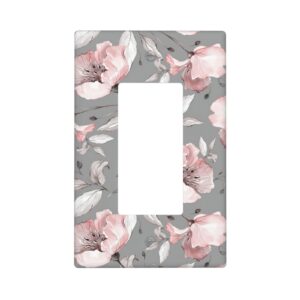 1Pcs Grey and pink floral decoration Wall Switch Cover Plate  Wall Plate Cover  Outlet Covers Wall Plate  For bedroom room decoration