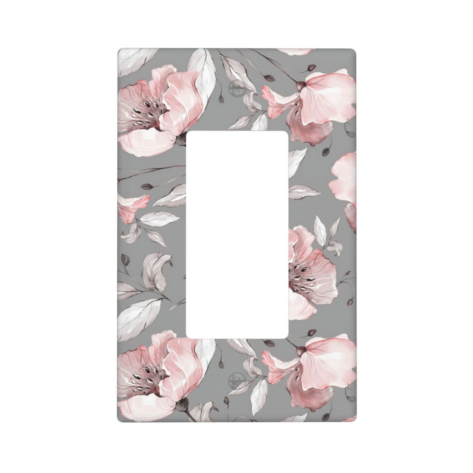 1Pcs Grey and pink floral decoration Wall Switch Cover Plate  Wall Plate Cover  Outlet Covers Wall Plate  For bedroom room decoration