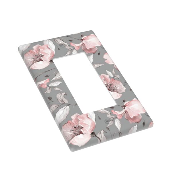 1Pcs Grey and pink floral decoration Wall Switch Cover Plate  Wall Plate Cover  Outlet Covers Wall Plate  For bedroom room decoration - Image 3