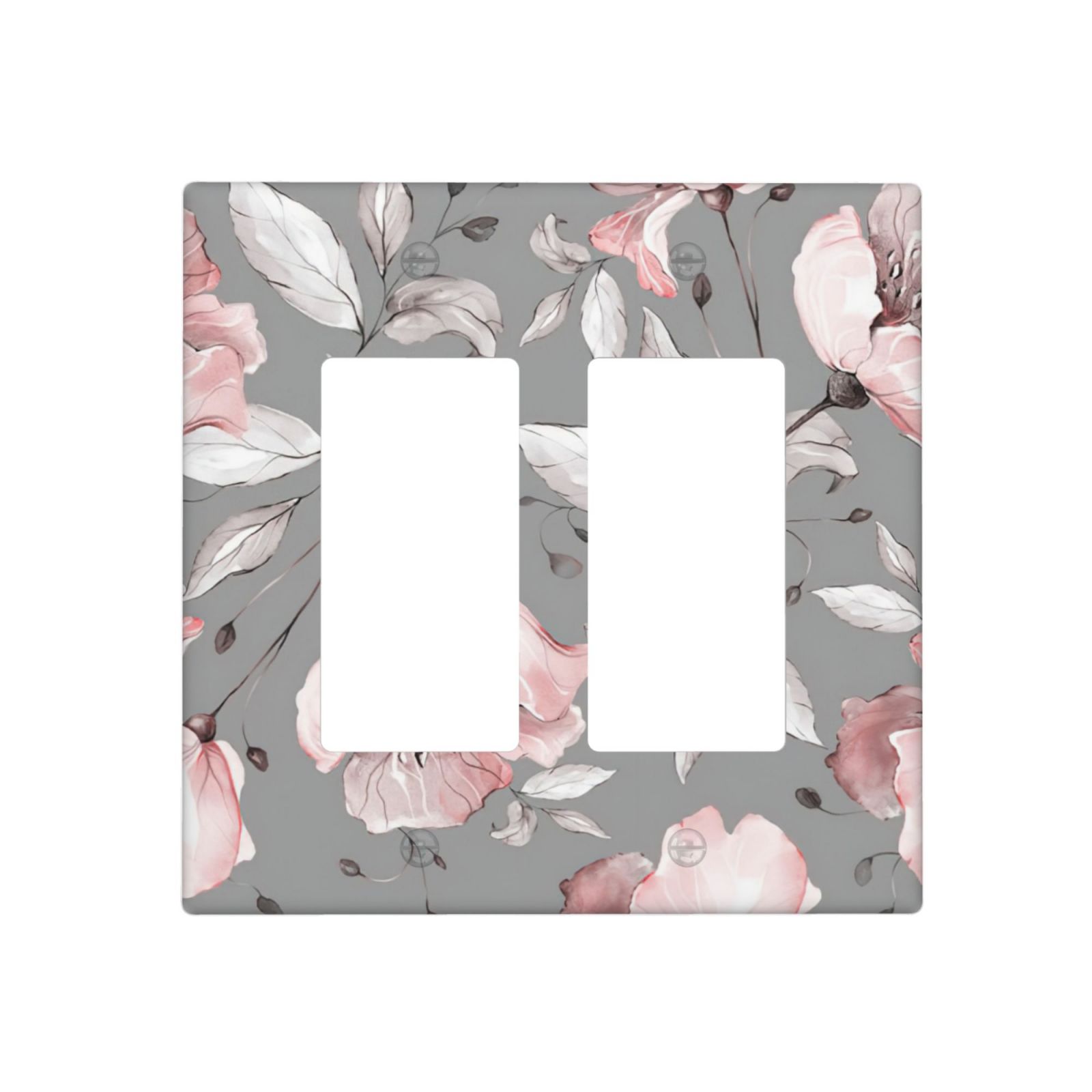 1Pcs Grey and pink floral decoration Wall Switch Cover Plate  Wall Plate Cover  Outlet Covers Wall Plate  For bedroom room decoration