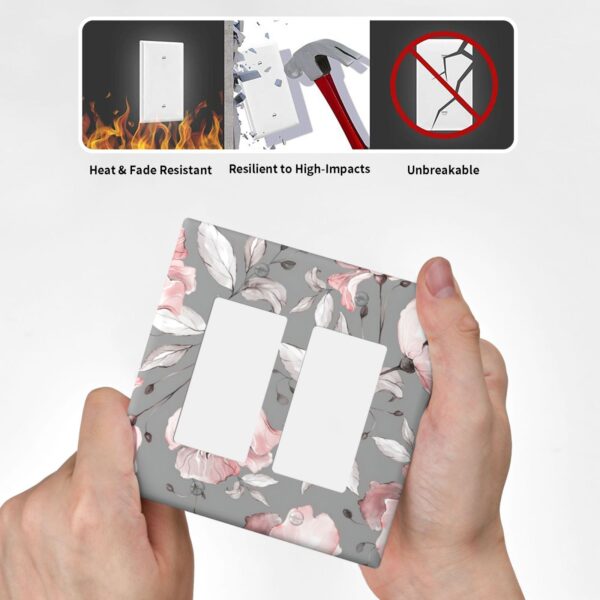 1Pcs Grey and pink floral decoration Wall Switch Cover Plate  Wall Plate Cover  Outlet Covers Wall Plate  For bedroom room decoration - Image 5