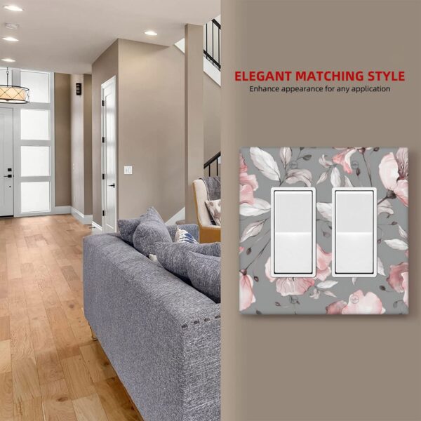 1Pcs Grey and pink floral decoration Wall Switch Cover Plate  Wall Plate Cover  Outlet Covers Wall Plate  For bedroom room decoration - Image 4