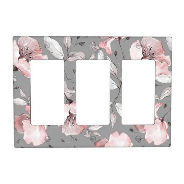 1Pcs Grey and pink floral decoration Wall Switch Cover Plate  Wall Plate Cover  Outlet Covers Wall Plate  For bedroom room decoration