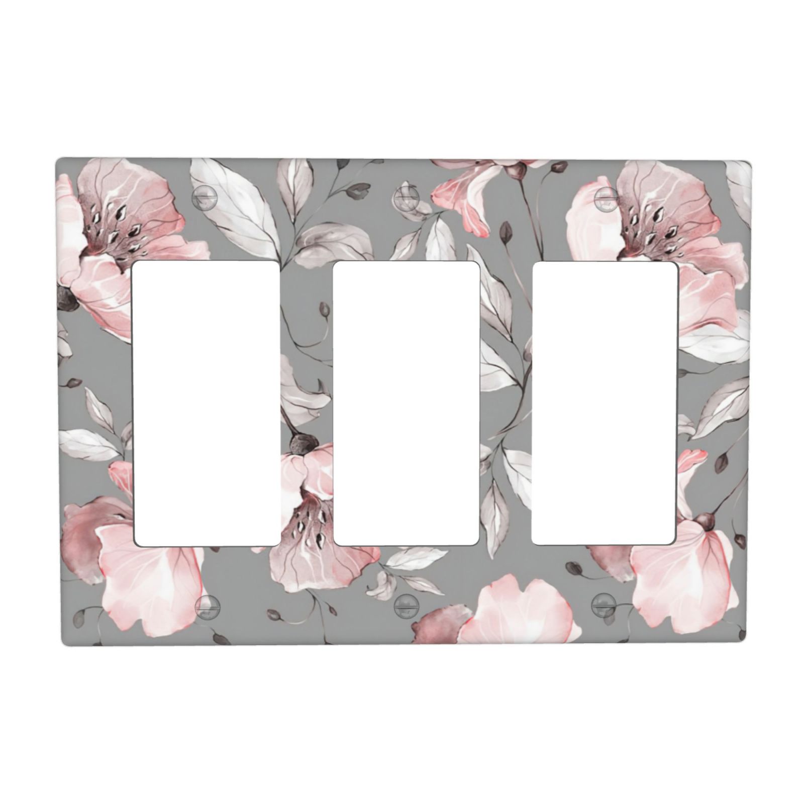 1Pcs Grey and pink floral decoration Wall Switch Cover Plate Wall Plate Cover Outlet Covers Wall Plate For bedroom room decoration