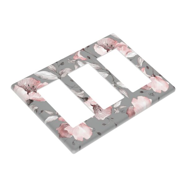 1Pcs Grey and pink floral decoration Wall Switch Cover Plate  Wall Plate Cover  Outlet Covers Wall Plate  For bedroom room decoration - Image 3