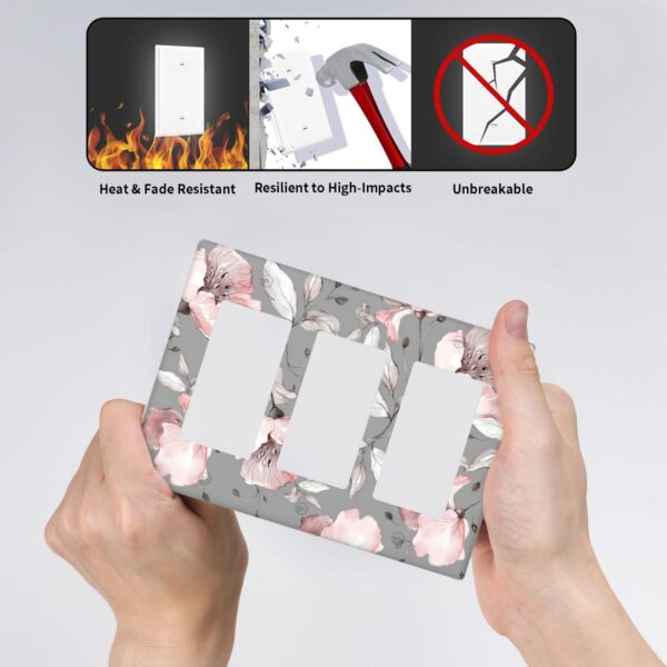 1Pcs Grey and pink floral decoration Wall Switch Cover Plate  Wall Plate Cover  Outlet Covers Wall Plate  For bedroom room decoration - Image 5