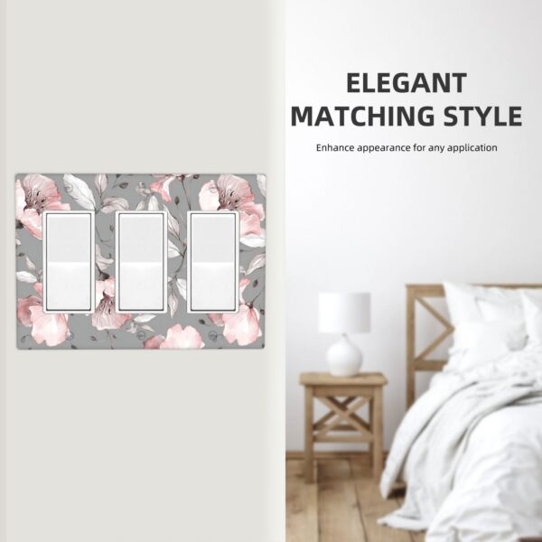 1Pcs Grey and pink floral decoration Wall Switch Cover Plate  Wall Plate Cover  Outlet Covers Wall Plate  For bedroom room decoration - Image 4