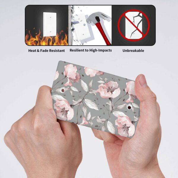 1Pcs Grey and pink floral decoration Wall Switch Cover Plate  Wall Plate Cover  Outlet Covers Wall Plate  For bedroom room decoration - Image 3
