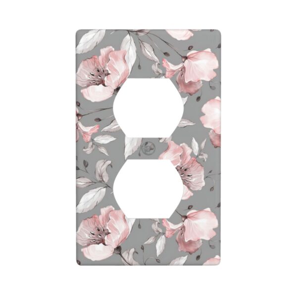 1Pcs Grey and pink floral decoration Wall Switch Cover Plate  Wall Plate Cover  Outlet Covers Wall Plate  For bedroom room decoration
