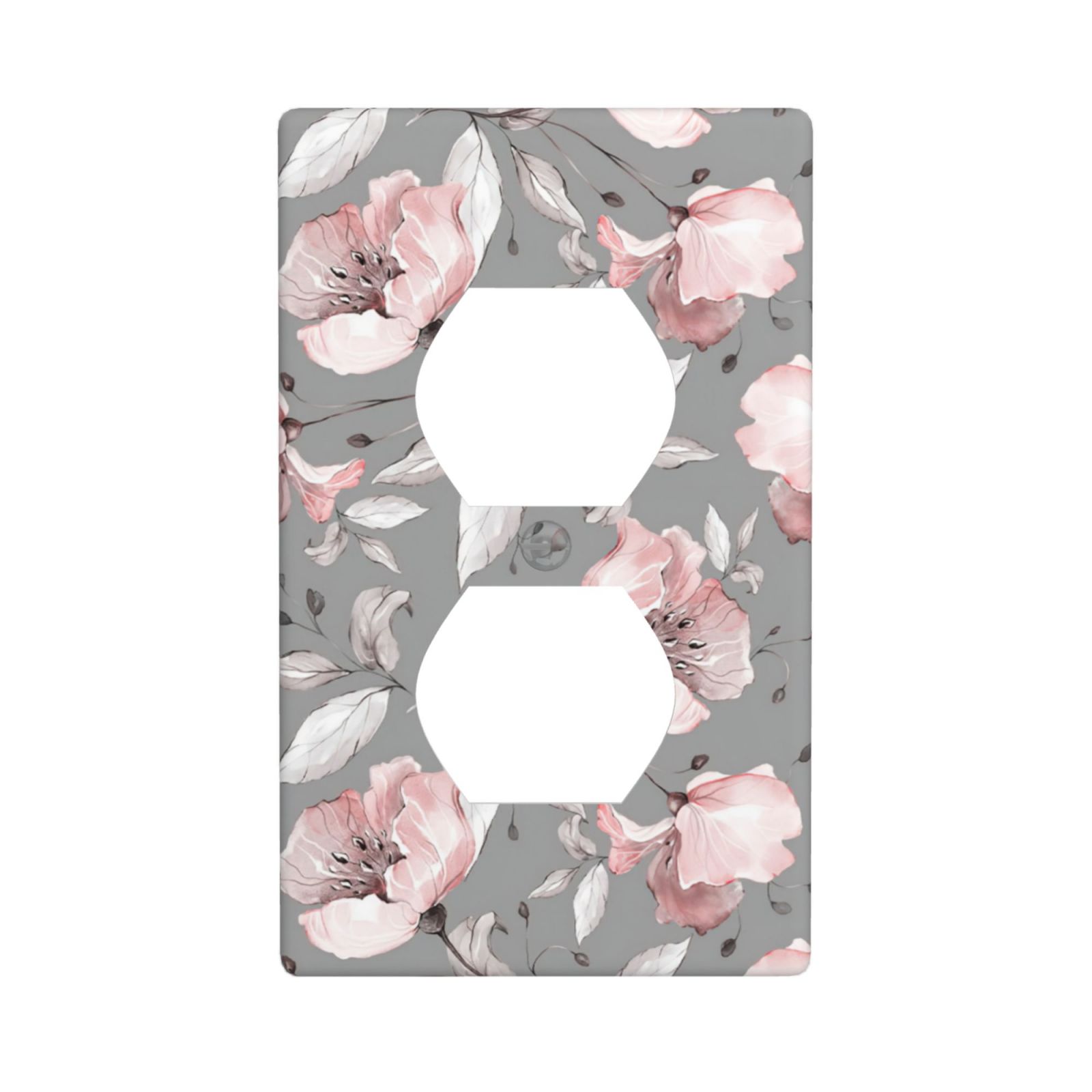 1Pcs Grey and pink floral decoration Wall Switch Cover Plate  Wall Plate Cover  Outlet Covers Wall Plate  For bedroom room decoration
