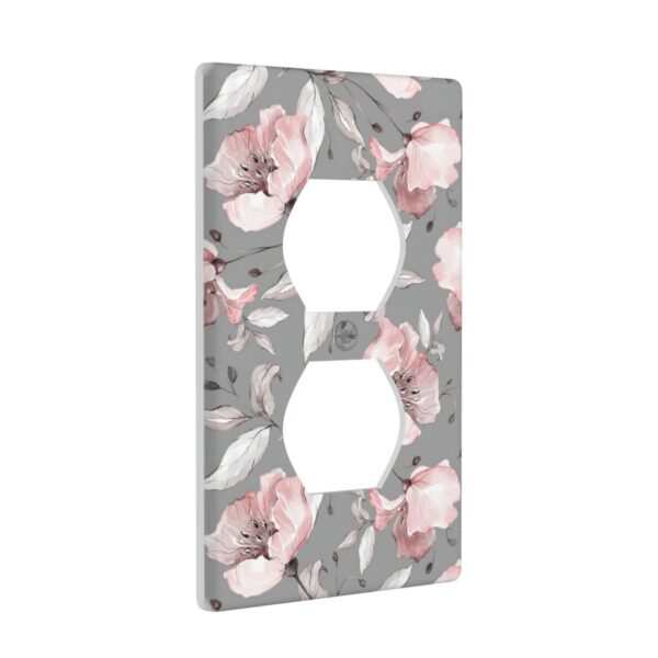 1Pcs Grey and pink floral decoration Wall Switch Cover Plate  Wall Plate Cover  Outlet Covers Wall Plate  For bedroom room decoration - Image 2