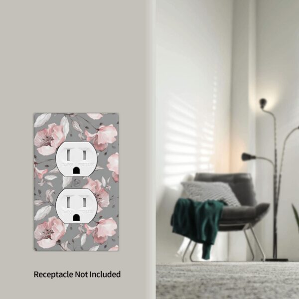 1Pcs Grey and pink floral decoration Wall Switch Cover Plate  Wall Plate Cover  Outlet Covers Wall Plate  For bedroom room decoration - Image 4