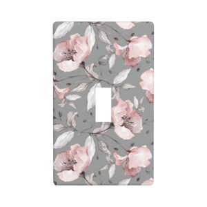 1Pcs Grey and pink floral decoration Wall Switch Cover Plate  Wall Plate Cover  Outlet Covers Wall Plate  For bedroom room decoration