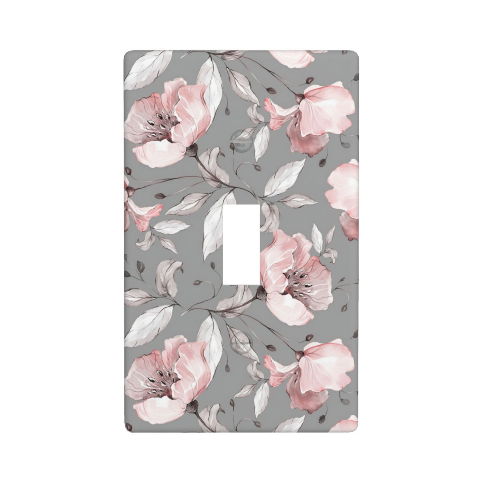 1Pcs Grey and pink floral decoration Wall Switch Cover Plate Wall Plate Cover Outlet Covers Wall Plate For bedroom room decoration