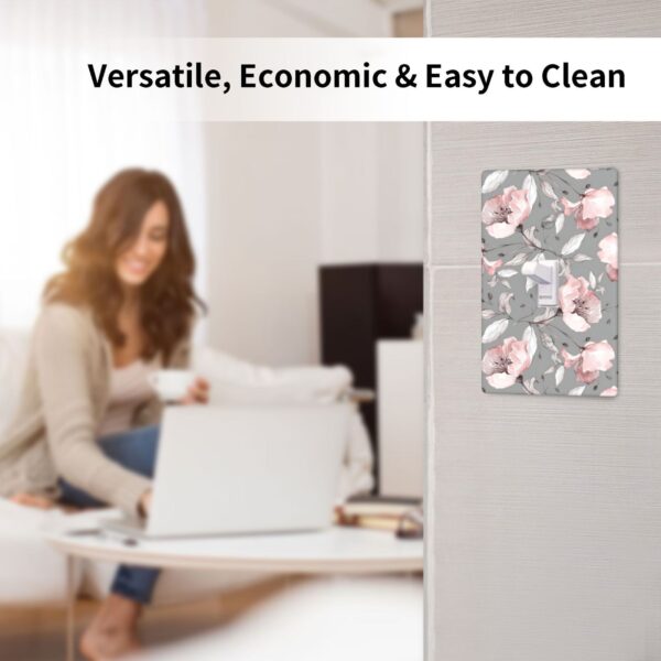 1Pcs Grey and pink floral decoration Wall Switch Cover Plate  Wall Plate Cover  Outlet Covers Wall Plate  For bedroom room decoration - Image 4