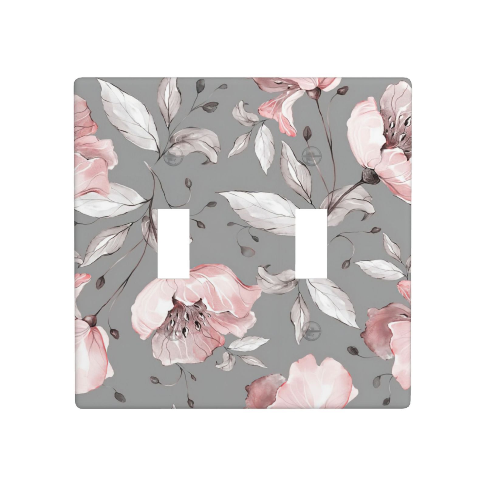 1Pcs Grey and pink floral decoration Wall Switch Cover Plate  Wall Plate Cover  Outlet Covers Wall Plate  For bedroom room decoration