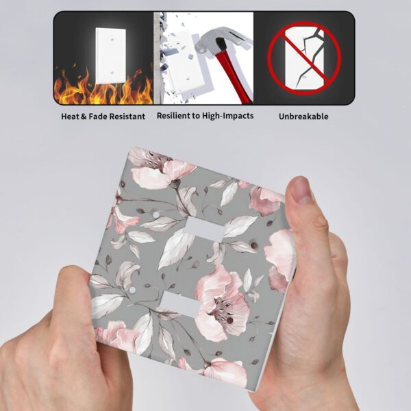 1Pcs Grey and pink floral decoration Wall Switch Cover Plate  Wall Plate Cover  Outlet Covers Wall Plate  For bedroom room decoration - Image 4