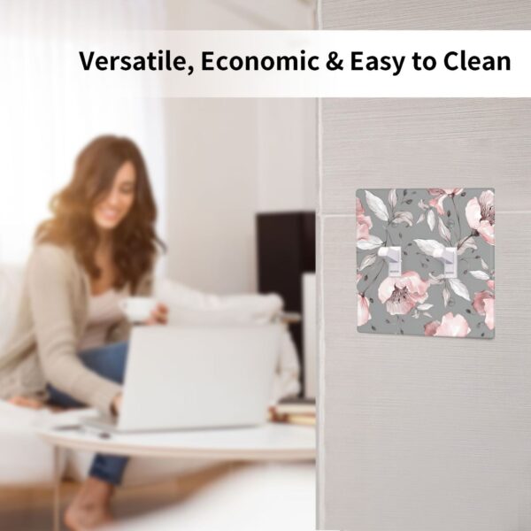 1Pcs Grey and pink floral decoration Wall Switch Cover Plate  Wall Plate Cover  Outlet Covers Wall Plate  For bedroom room decoration - Image 5