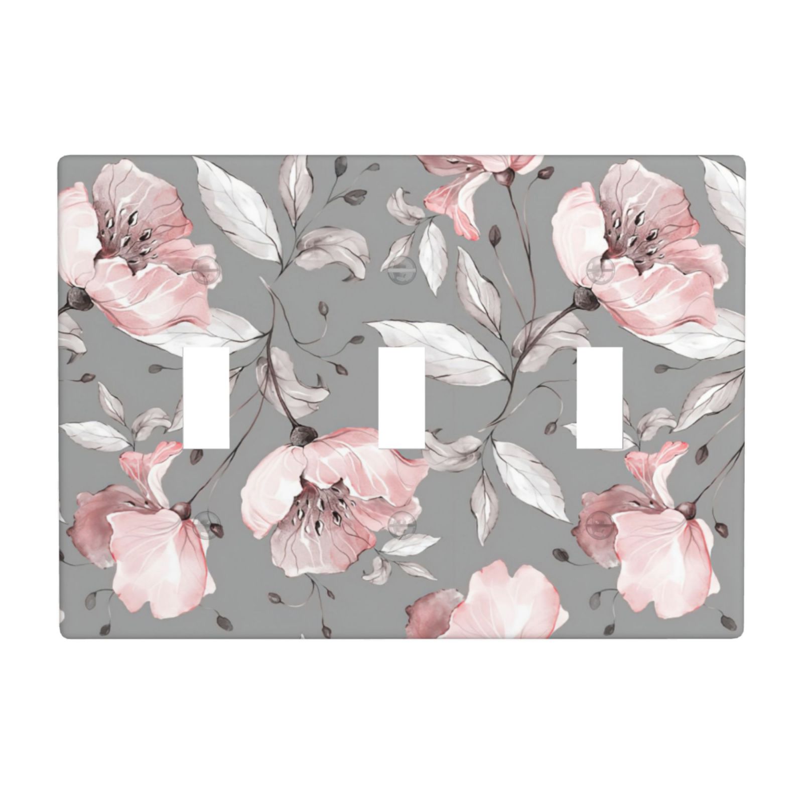 1Pcs Grey and pink floral decoration Wall Switch Cover Plate Wall Plate Cover Outlet Covers Wall Plate For bedroom room decoration