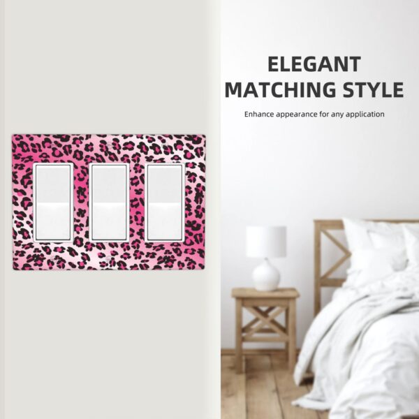 1Pcs Pink Leopard Wall Switch Cover Plate  Wall Plate Cover  Outlet Covers Wall Plate  For bedroom room decoration - Image 5