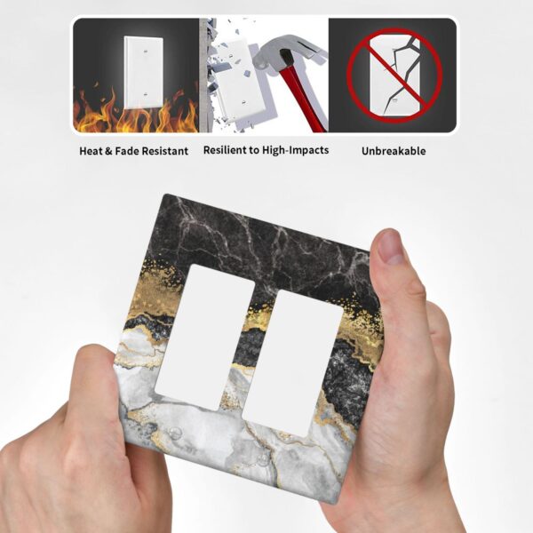 1Pcs Marble Texture Modern Abstract Black Wall Switch Cover Plate  Wall Plate Cover  Outlet Covers Wall Plate  For bedroom room decoration - Image 4