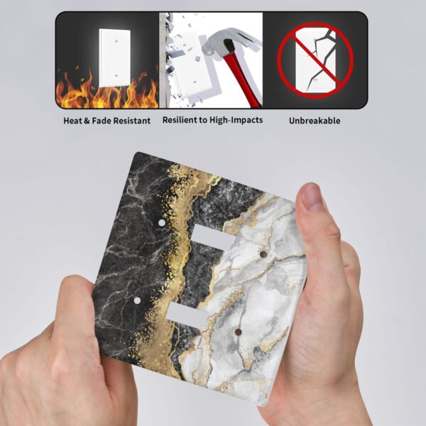1Pcs Marble Texture Modern Abstract Black Wall Switch Cover Plate  Wall Plate Cover  Outlet Covers Wall Plate  For bedroom room decoration - Image 4
