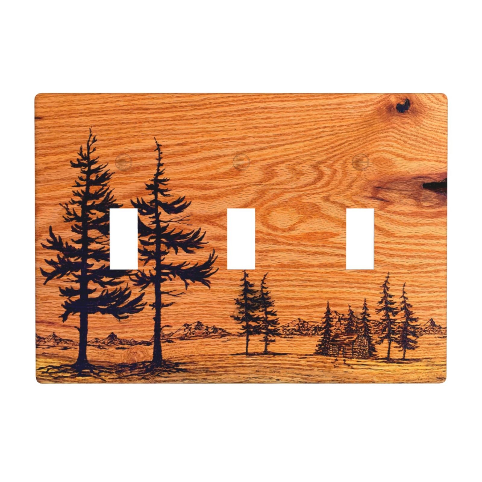 1Pcs Pine wood grain Wall Plate Cover Switch Plate Covers Light Switch Cover Plate Wall Plate Cover Decorative Decorative switch and socket covers for home kitchen decoration