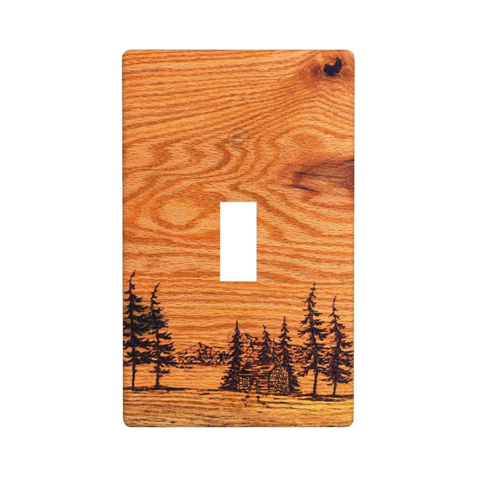 1Pcs Pine wood grain Wall Plate Cover Switch Plate Covers Light Switch Cover Plate Wall Plate Cover Decorative Decorative switch and socket covers for home kitchen decoration