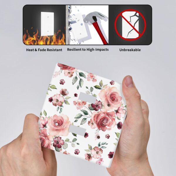 1Pcs Pink Floral Retro Wild Rose Blossom Flower Wall Plate Cover  Switch Plate Covers  Light Switch Cover Plate  Wall Plate Cover Decorative  Decorative switch and socket covers for home kitchen decoration - Image 4
