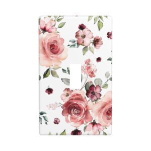 1Pcs Pink Floral Retro Wild Rose Blossom Flower Wall Plate Cover  Switch Plate Covers  Light Switch Cover Plate  Wall Plate Cover Decorative  Decorative switch and socket covers for home kitchen decoration