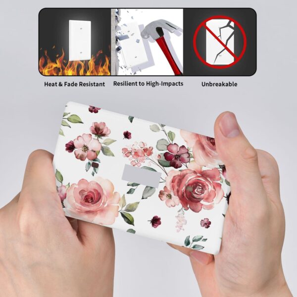1Pcs Pink Floral Retro Wild Rose Blossom Flower Wall Plate Cover  Switch Plate Covers  Light Switch Cover Plate  Wall Plate Cover Decorative  Decorative switch and socket covers for home kitchen decoration - Image 4