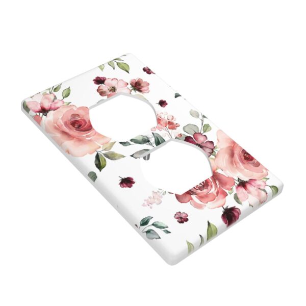 1Pcs Pink Floral Retro Wild Rose Blossom Flower Wall Plate Cover  Switch Plate Covers  Light Switch Cover Plate  Wall Plate Cover Decorative  Decorative switch and socket covers for home kitchen decoration - Image 2