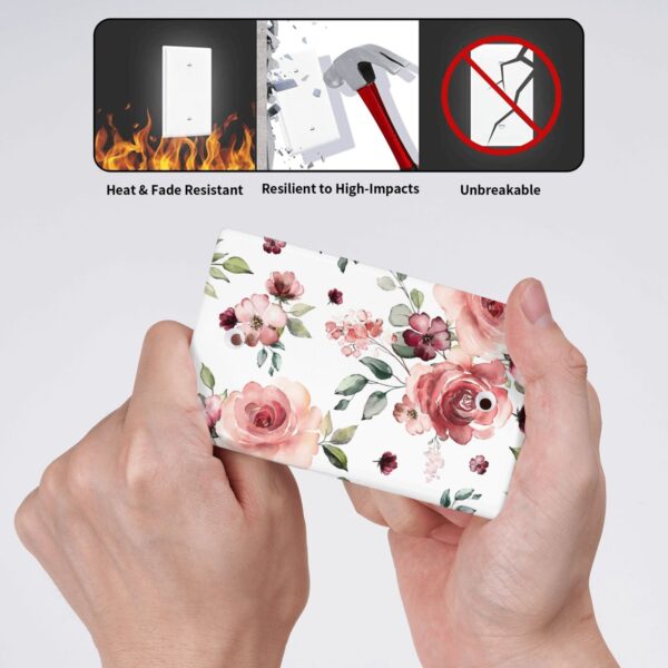 1Pcs Pink Floral Retro Wild Rose Blossom Flower Wall Plate Cover  Switch Plate Covers  Light Switch Cover Plate  Wall Plate Cover Decorative  Decorative switch and socket covers for home kitchen decoration - Image 4