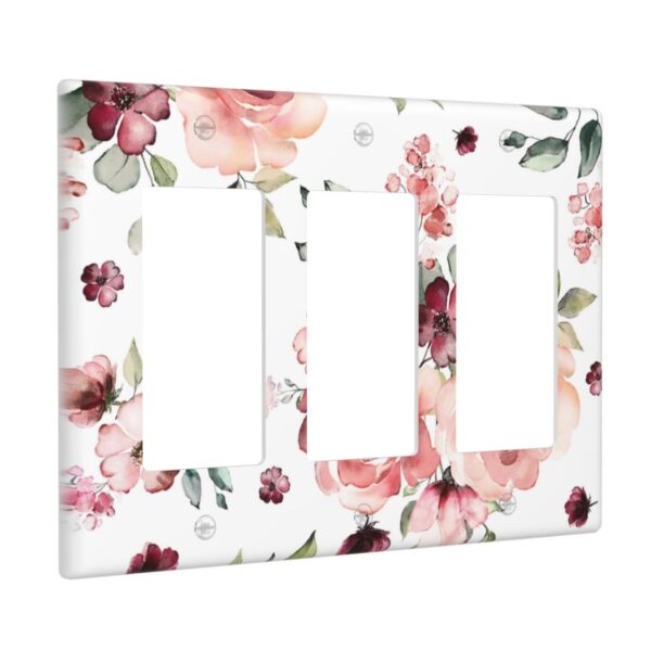 1Pcs Pink Floral Retro Wild Rose Blossom Flower Wall Plate Cover  Switch Plate Covers  Light Switch Cover Plate  Wall Plate Cover Decorative  Decorative switch and socket covers for home kitchen decoration - Image 2