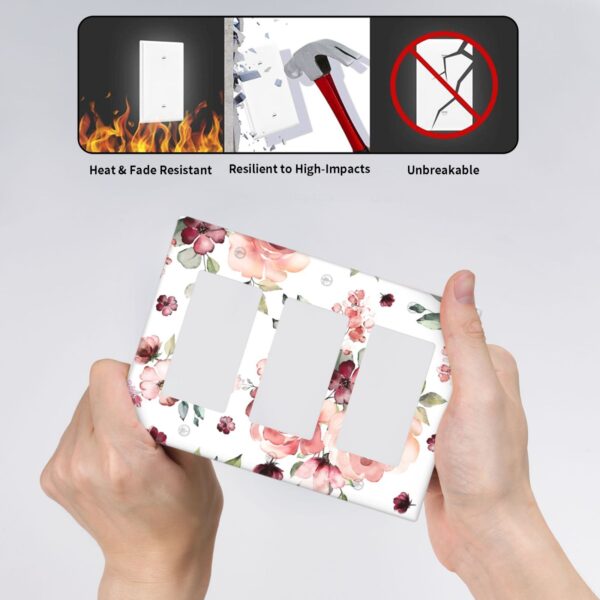 1Pcs Pink Floral Retro Wild Rose Blossom Flower Wall Plate Cover  Switch Plate Covers  Light Switch Cover Plate  Wall Plate Cover Decorative  Decorative switch and socket covers for home kitchen decoration - Image 4