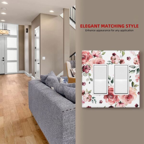 1Pcs Pink Floral Retro Wild Rose Blossom Flower Wall Plate Cover  Switch Plate Covers  Light Switch Cover Plate  Wall Plate Cover Decorative  Decorative switch and socket covers for home kitchen decoration - Image 5