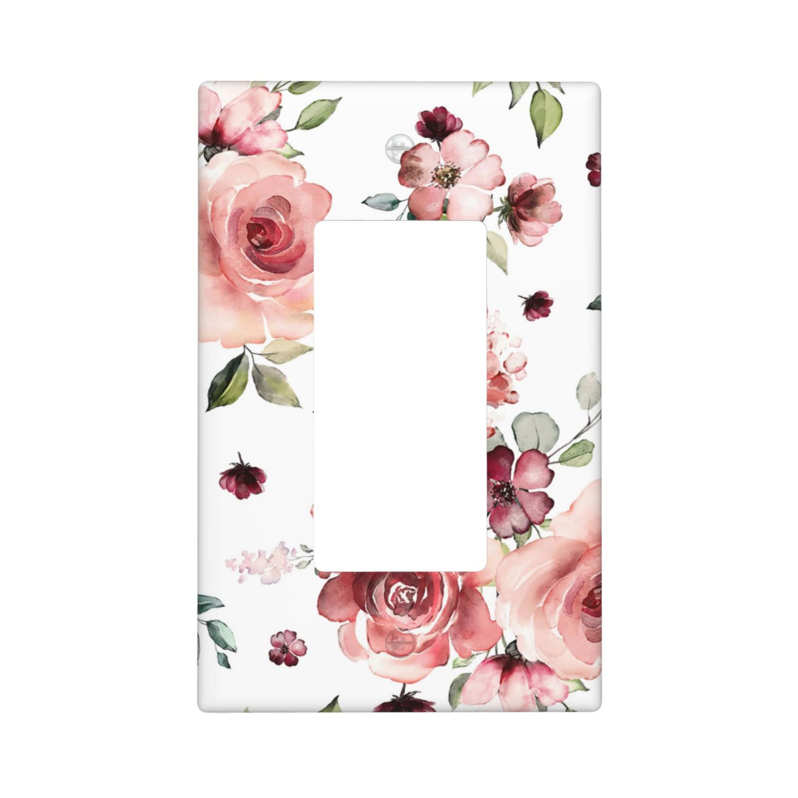1Pcs Pink Floral Retro Wild Rose Blossom Flower Wall Plate Cover  Switch Plate Covers  Light Switch Cover Plate  Wall Plate Cover Decorative  Decorative switch and socket covers for home kitchen decoration