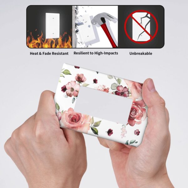 1Pcs Pink Floral Retro Wild Rose Blossom Flower Wall Plate Cover  Switch Plate Covers  Light Switch Cover Plate  Wall Plate Cover Decorative  Decorative switch and socket covers for home kitchen decoration - Image 4