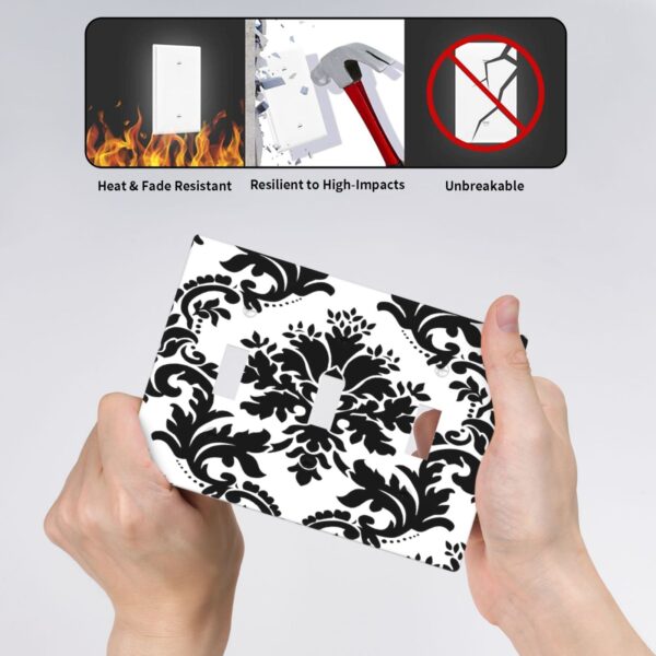 1Pcs Elegant Black and White Damascus  Light Switch Plate  Wall Plate Cover Decorative  Switch Cover Plate  Switch Plates And Outlet Covers  Outlet Covers  Wall Plate Cover Decorative - Image 4