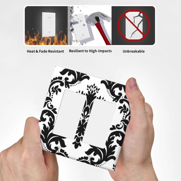 1Pcs Elegant Black and White Damascus  Light Switch Plate  Wall Plate Cover Decorative  Switch Cover Plate  Switch Plates And Outlet Covers  Outlet Covers  Wall Plate Cover Decorative - Image 4