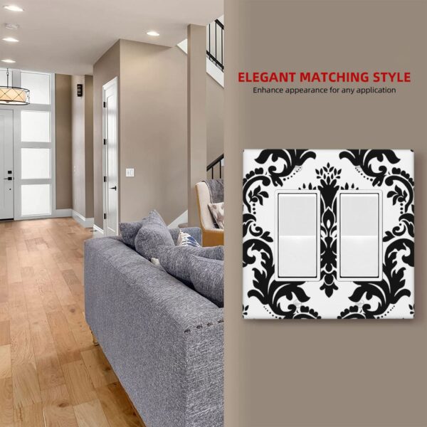 1Pcs Elegant Black and White Damascus  Light Switch Plate  Wall Plate Cover Decorative  Switch Cover Plate  Switch Plates And Outlet Covers  Outlet Covers  Wall Plate Cover Decorative - Image 5