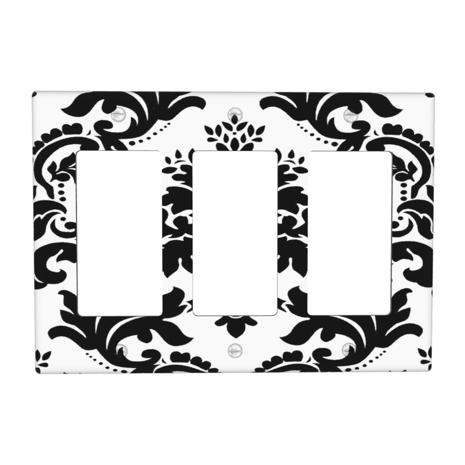 1Pcs Elegant Black and White Damascus  Light Switch Plate  Wall Plate Cover Decorative  Switch Cover Plate  Switch Plates And Outlet Covers  Outlet Covers  Wall Plate Cover Decorative