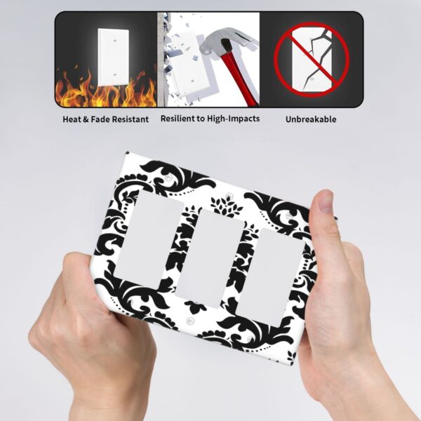 1Pcs Elegant Black and White Damascus  Light Switch Plate  Wall Plate Cover Decorative  Switch Cover Plate  Switch Plates And Outlet Covers  Outlet Covers  Wall Plate Cover Decorative - Image 5
