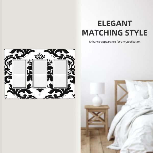 1Pcs Elegant Black and White Damascus  Light Switch Plate  Wall Plate Cover Decorative  Switch Cover Plate  Switch Plates And Outlet Covers  Outlet Covers  Wall Plate Cover Decorative - Image 4