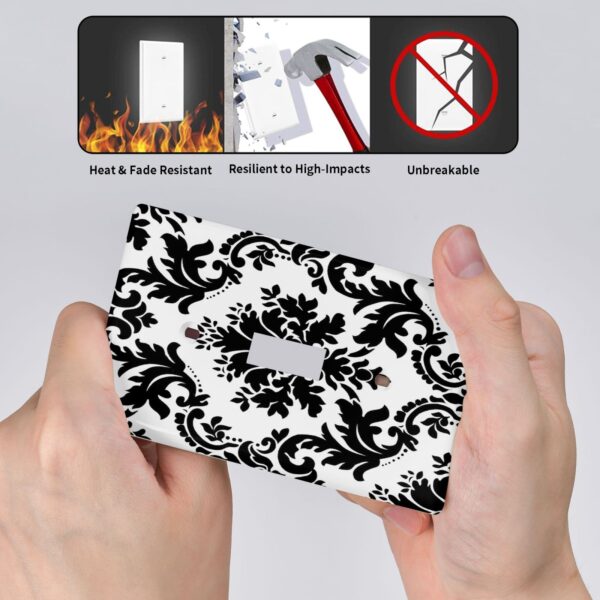 1Pcs Elegant Black and White Damascus  Light Switch Plate  Wall Plate Cover Decorative  Switch Cover Plate  Switch Plates And Outlet Covers  Outlet Covers  Wall Plate Cover Decorative - Image 4